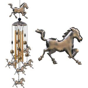Horse Wind Chimes Decor - 35 Inch Pure Hand-Made Metal Musical Wind Bells